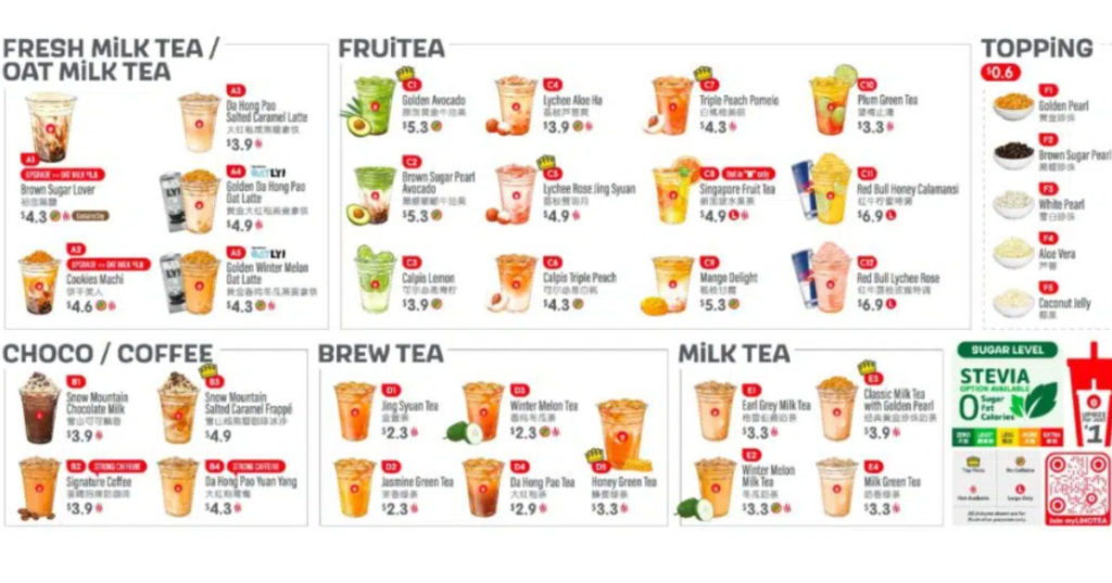 Liho Milk Tea Menu Singapore