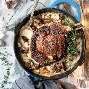 Pan-Fried Ribeye with Mushroom Gratin (200g)