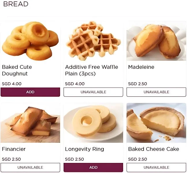 Bread menu In Singapore