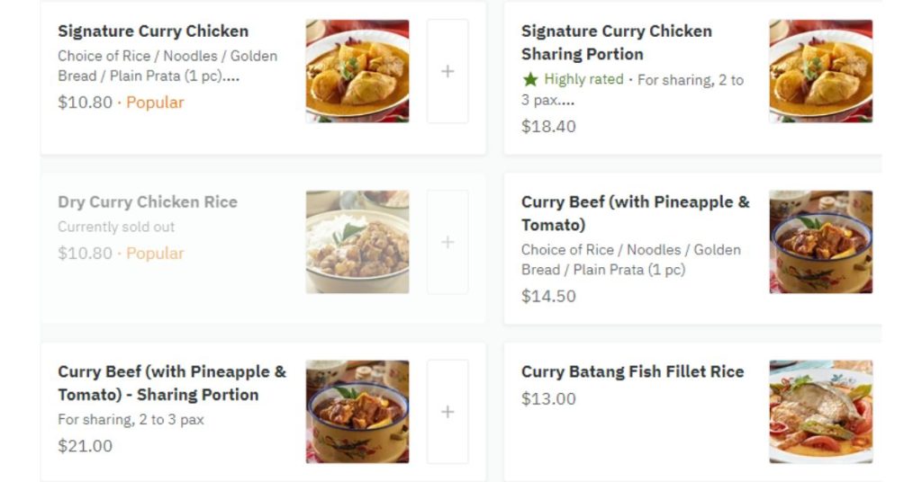 Curry Dishes Menu Price