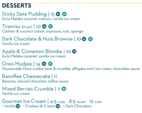 Desserts Menu In Singapore