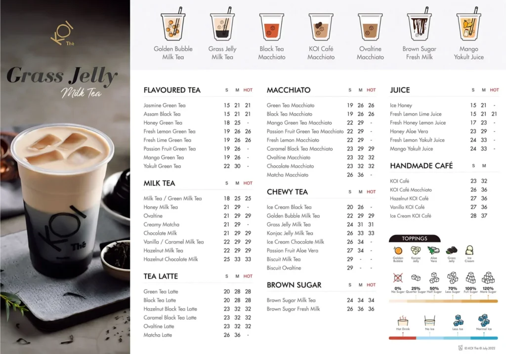 Flavoured & Macchiato & Juice Menu In Singapore