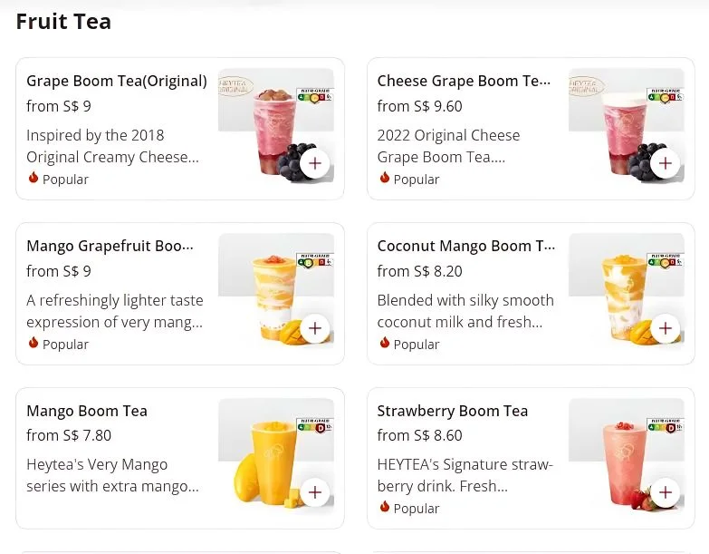 Fruit Tea Menu In Singapore