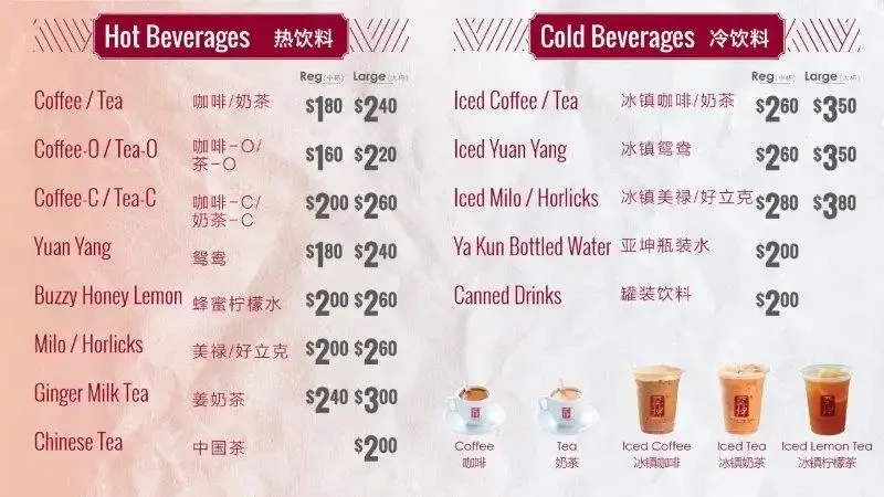 Hot And Cold Bevrages Menu