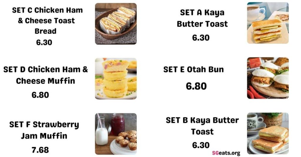 Kaffe and Toast Value Meal Menu Singapore