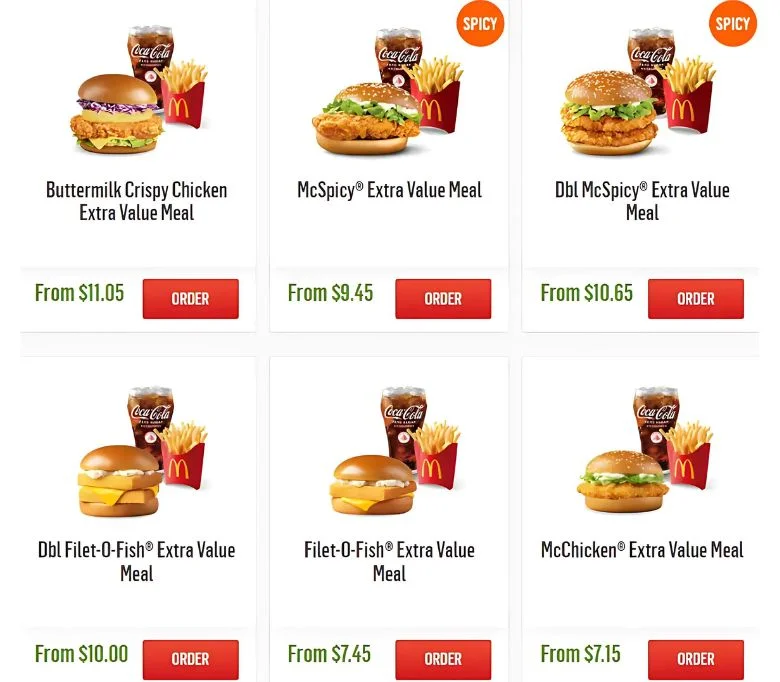 McDo SG Sharing Menu