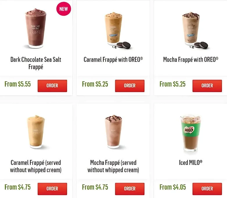 McDonald’s Beverages Menu Singapore