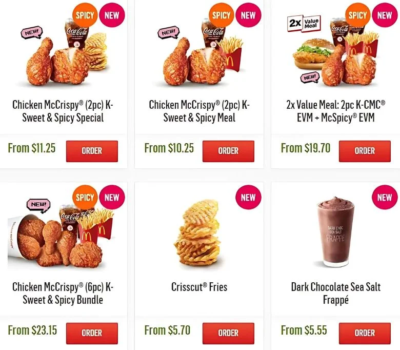 Mcdo Promotional Meals Menu Singapore