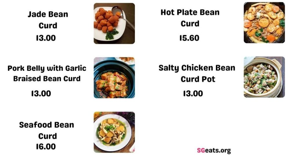 Ocean Restaurant  Bean Curd Menu Price