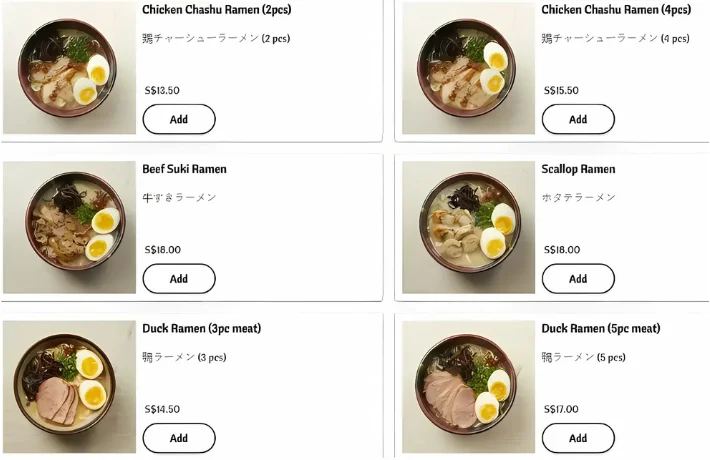 Original Ramen  Menu