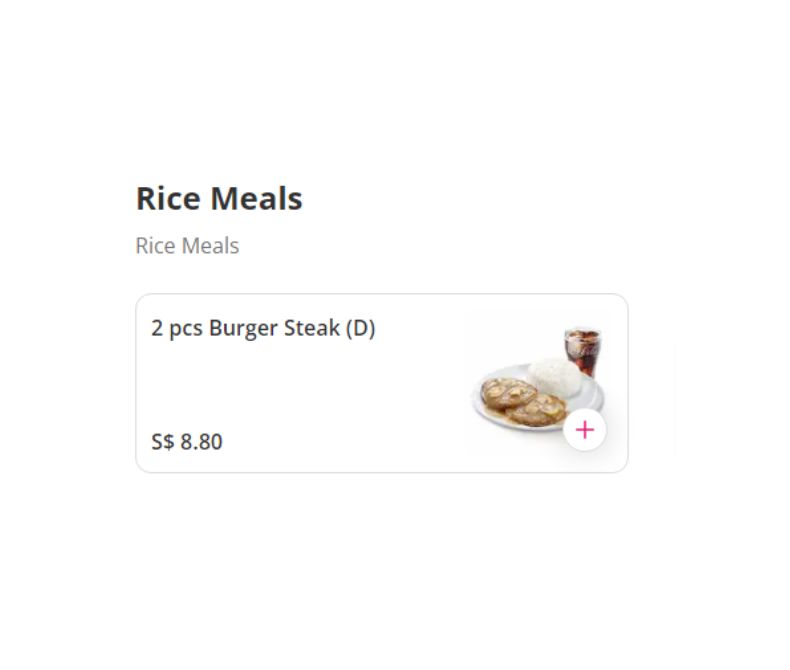 Rice Meal Menu