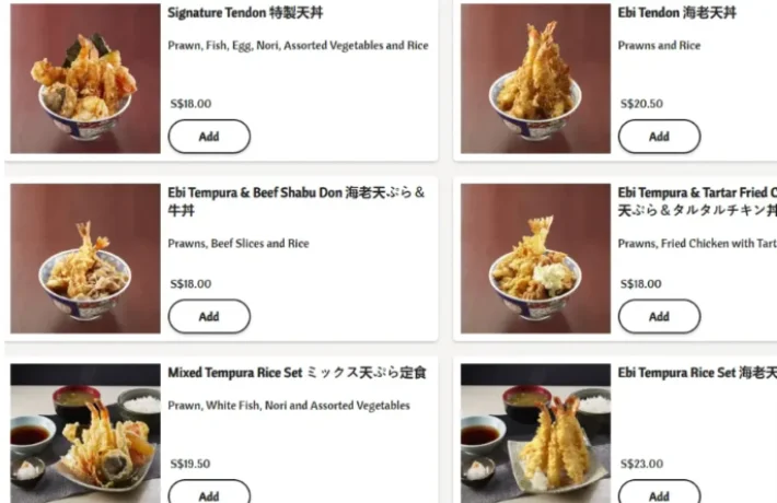 tendon Menu