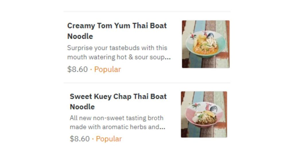 Thai Boat Noodles Price