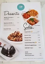 Desserts menu in Singapore