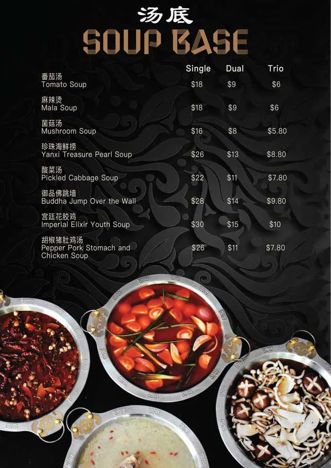 Soup menu in singapore