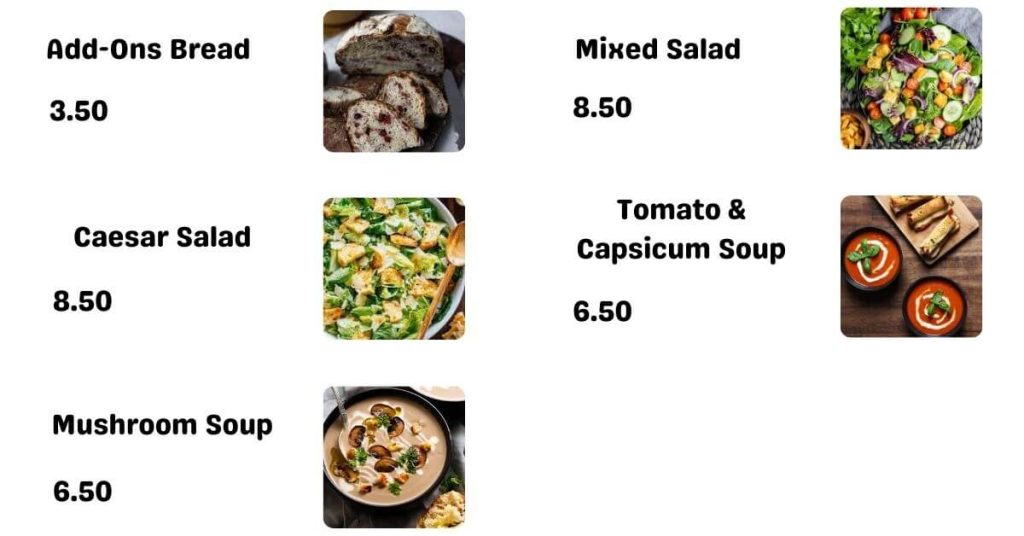 Soups & Salads Menu Price