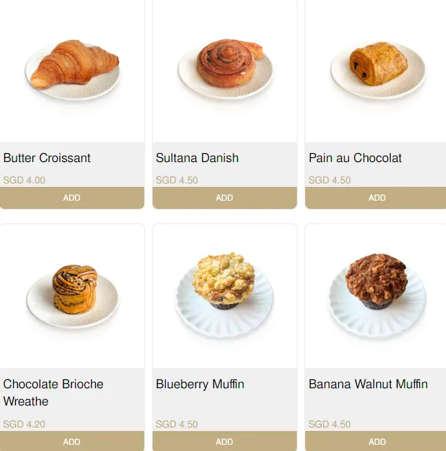 Pastries Menu Singapore 