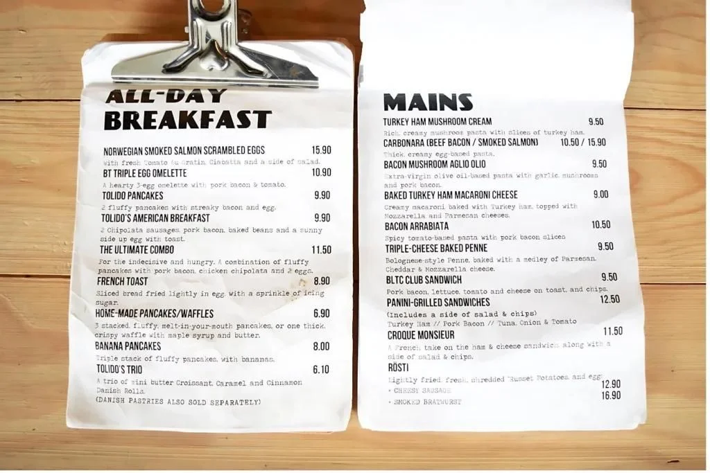 All-day Breakfast & Mains Menu In Singapore