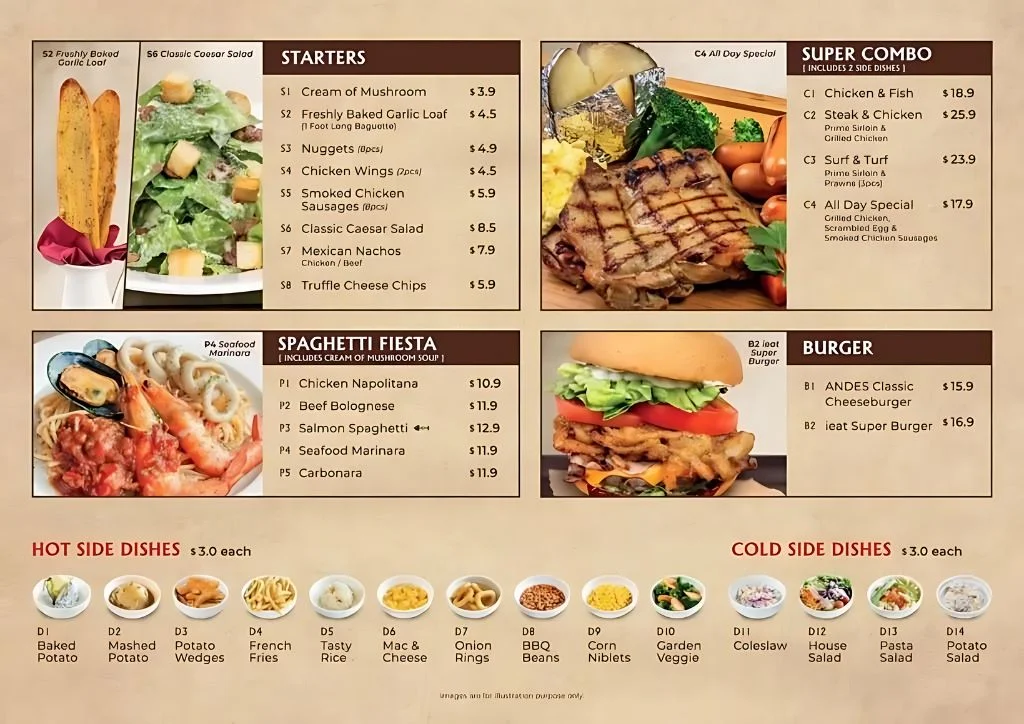 Andes by Astons Menu In singapore 