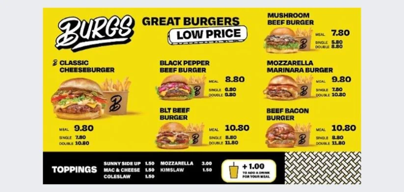 Burgs Menu Singspore