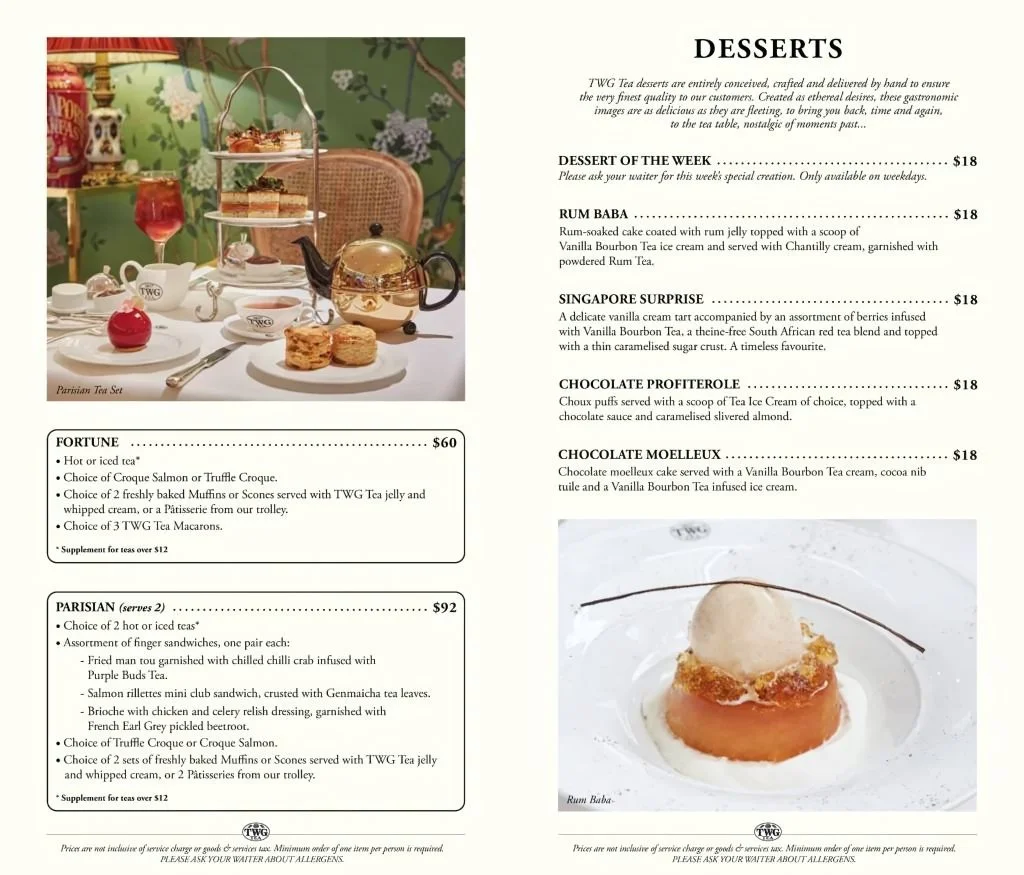 Desserts Menu In Singapore