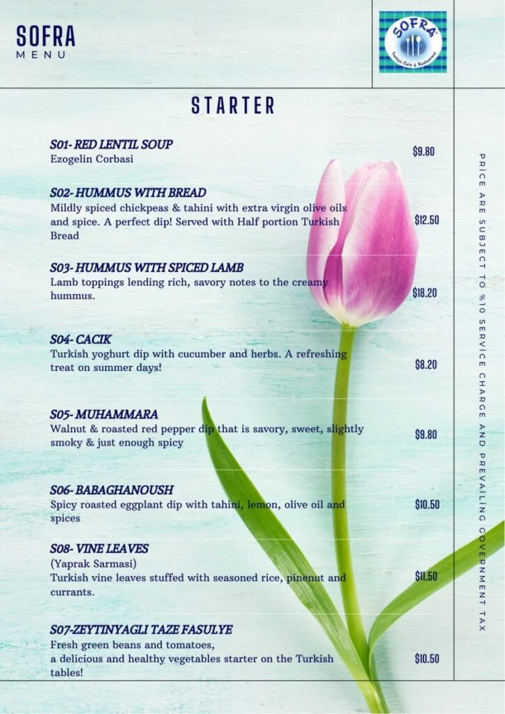 Sofra-Starter menu