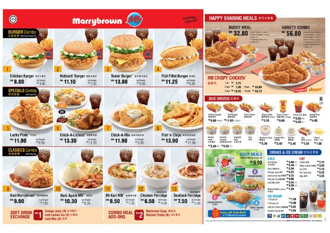 Marrybrown Burger Menu in singapore 