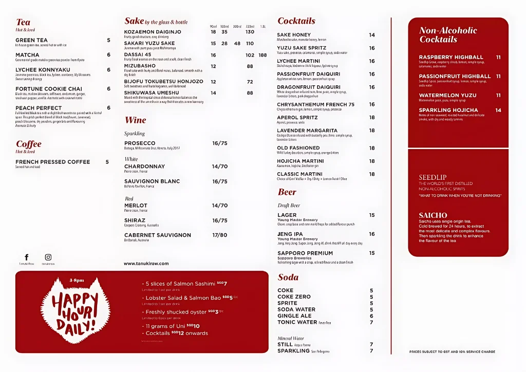 Tanuki Singapore Menu