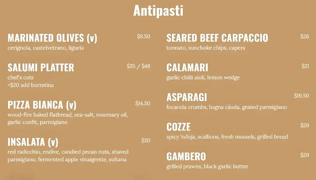 Cicheti Antipasti Menu singapore