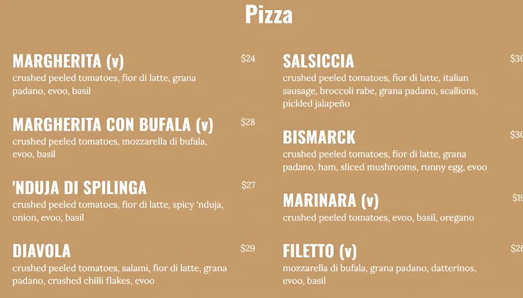 Cicheti Pizza Menu singapore