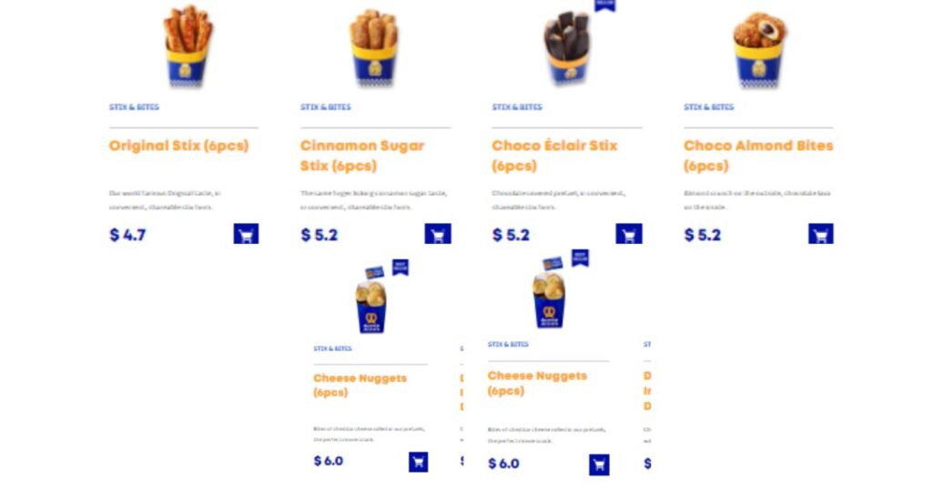 Auntie Anne’s Stix & Bites Menu