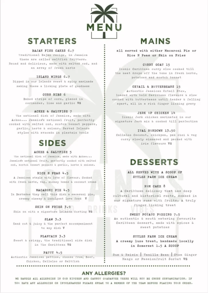 Starters & Mains & Sides menu in Singapore