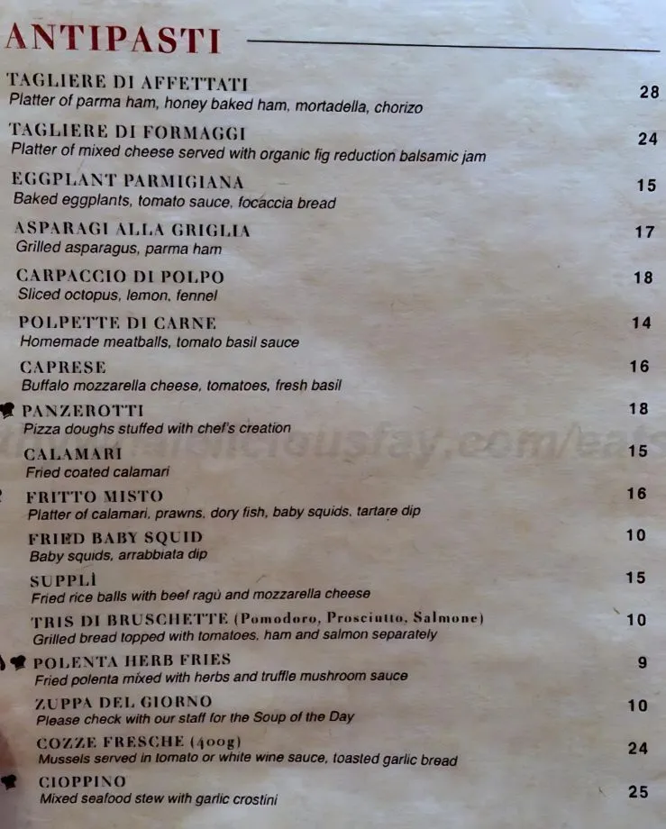 Ricciotti Antipasti Menu singapore