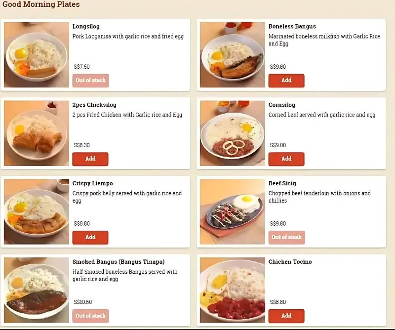 Tapa King Good Morning Plates Menu singapore