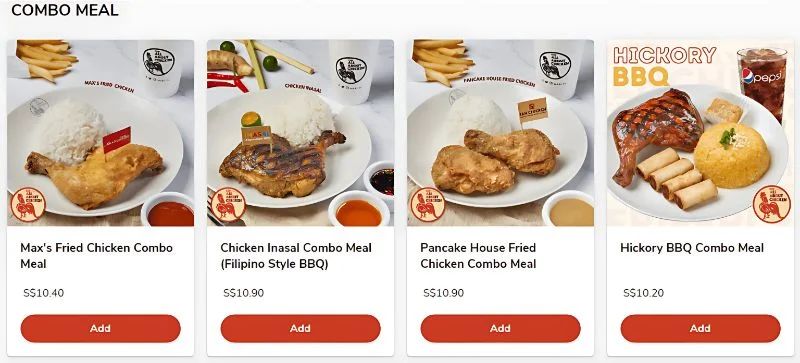 Combo Meal Menu In Singapore