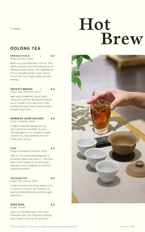 Hvala Hot Beverage Menu Prices Singapore