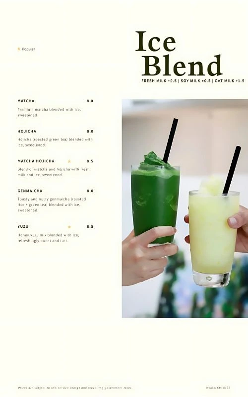 Hvala Ice Blend Menu Singapore