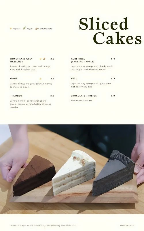 Hvala Sliced Cake Menu Singapore