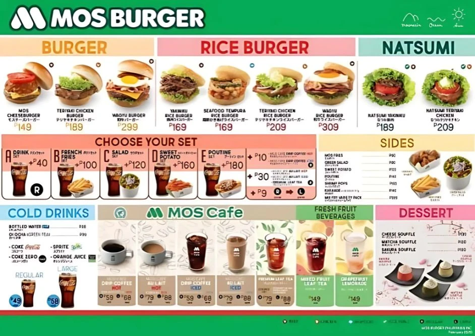 Mos Burger Suntec Location Menu in Singapore