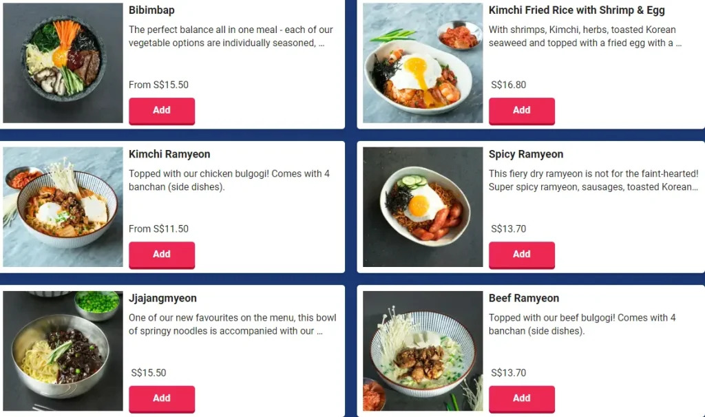 Ajumma's Rice Menu price