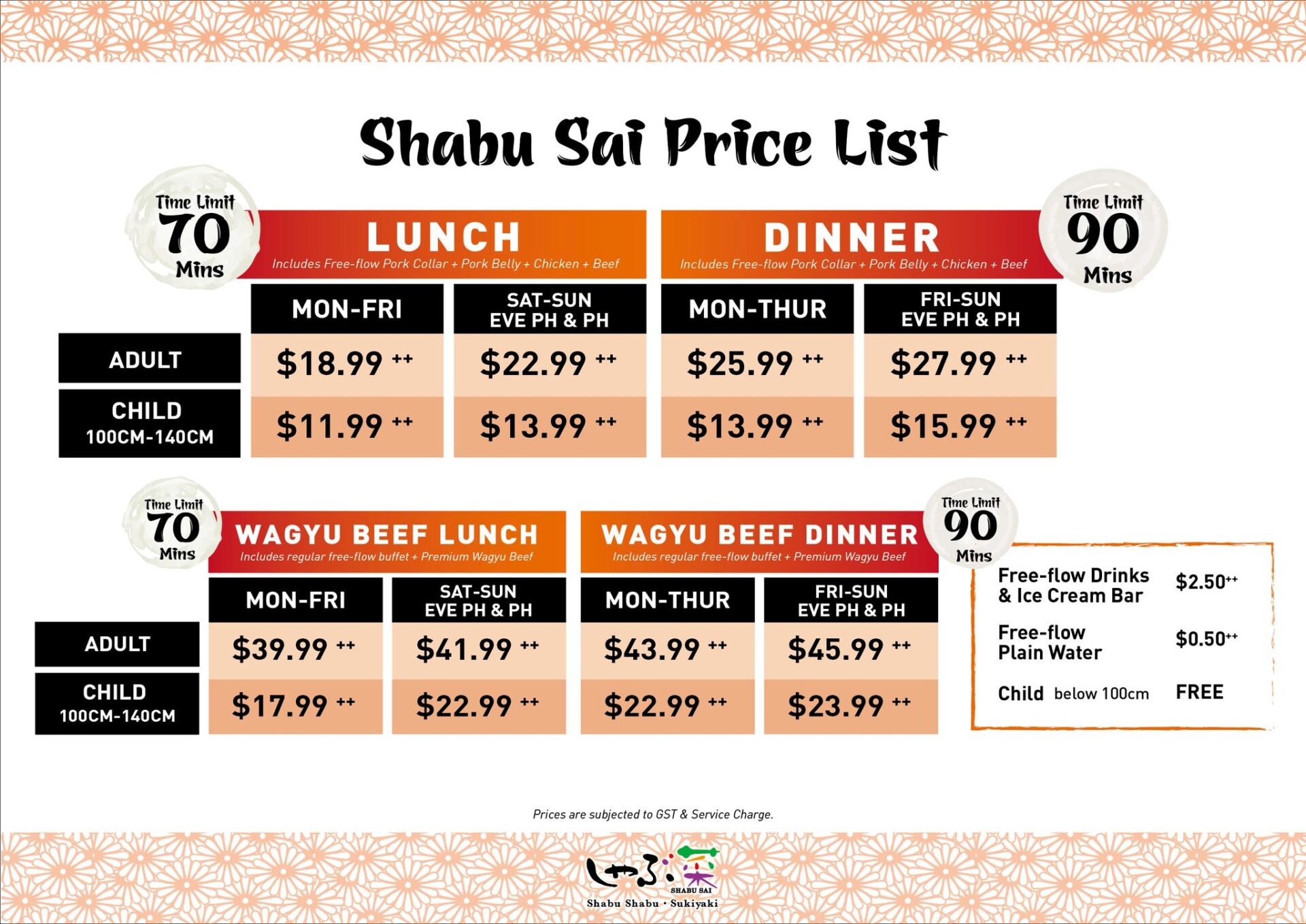 Shabu Sai Menu price singapore