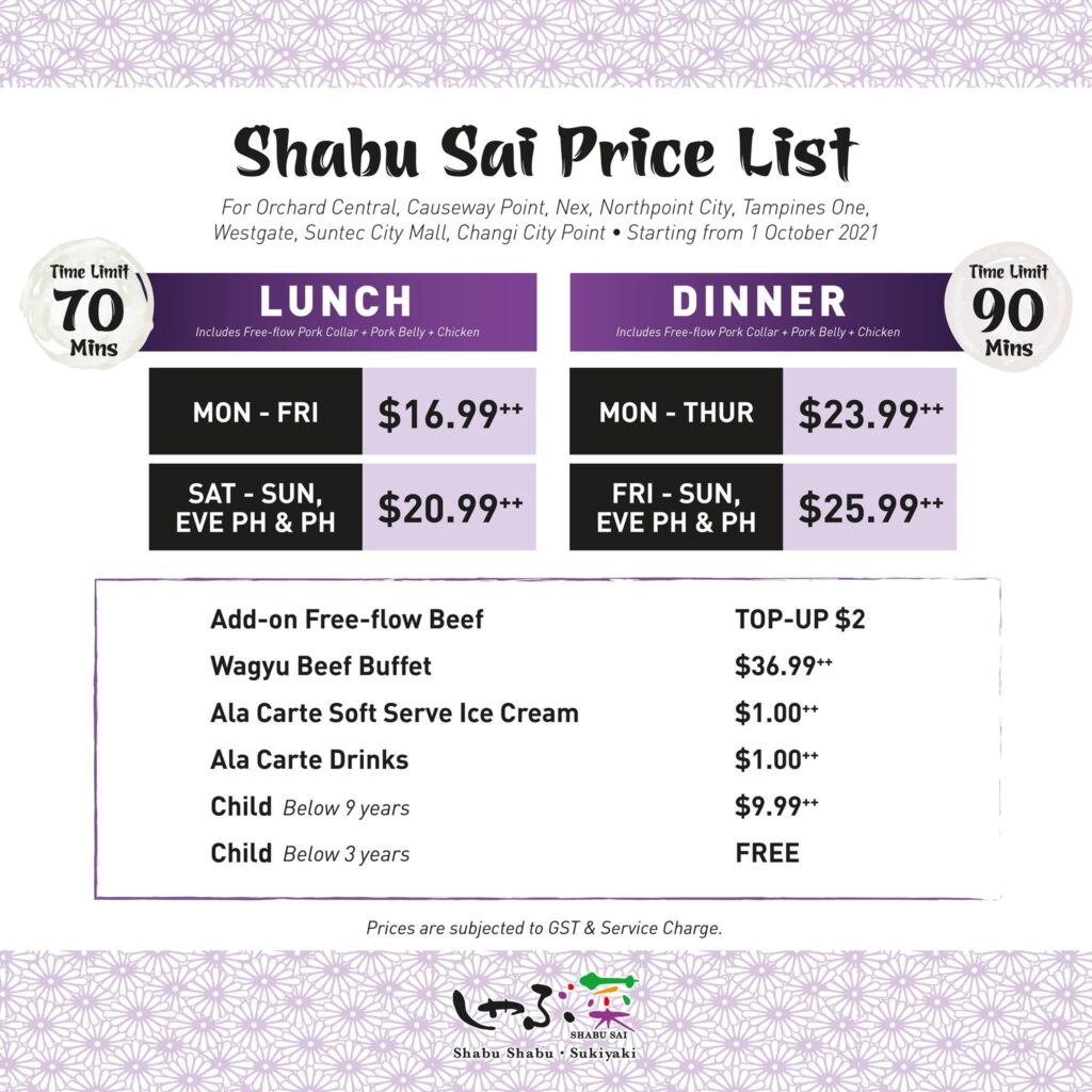 Shabu Sai Menu singapore