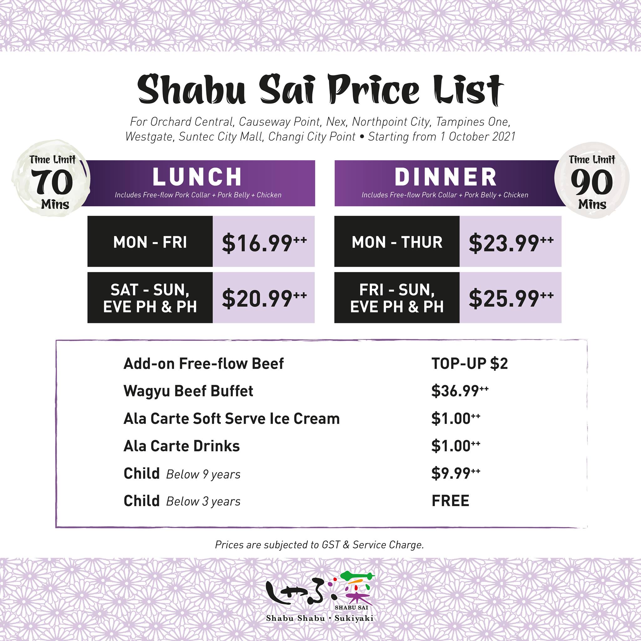 Shabu Sai Menu singapore